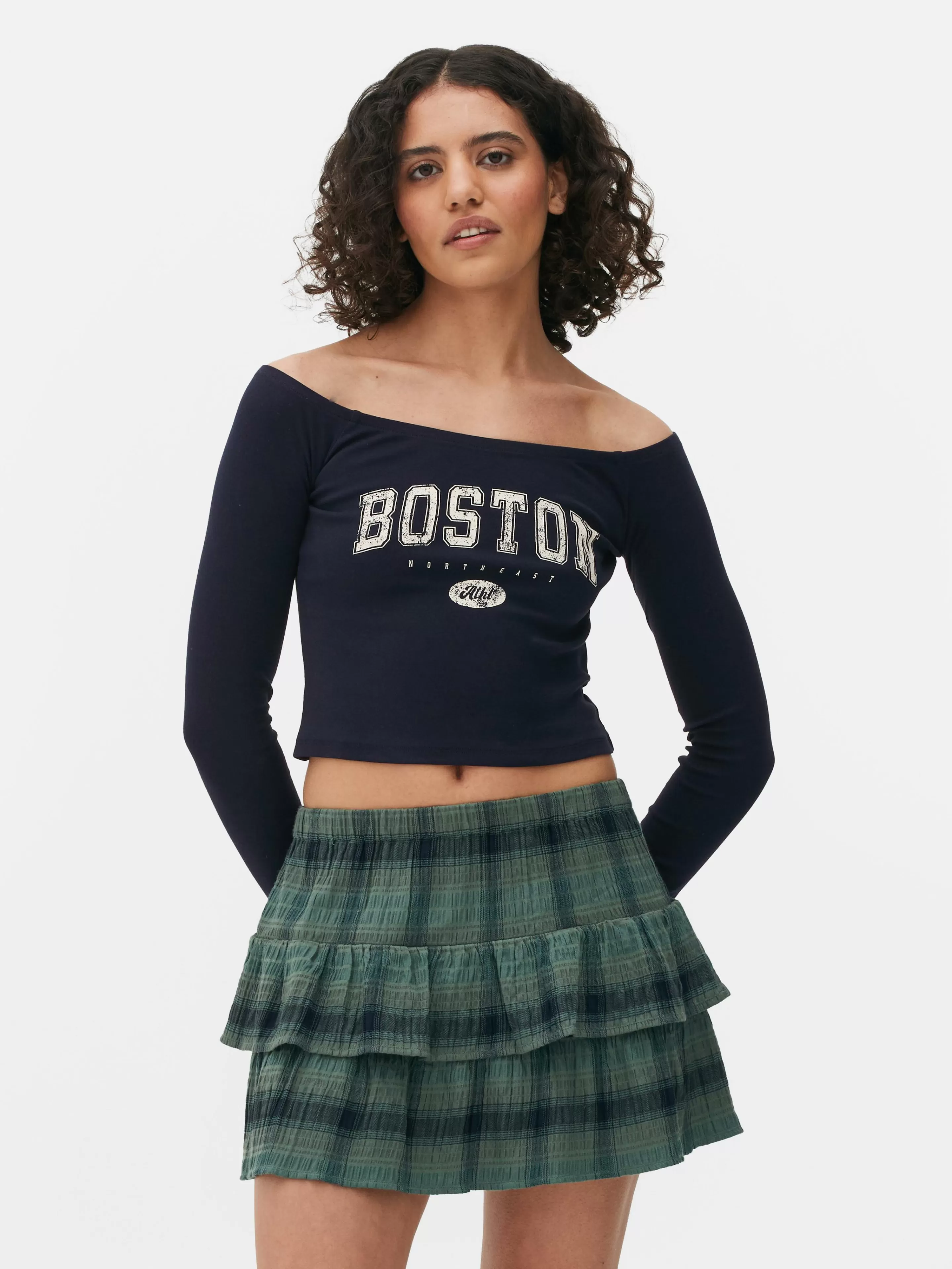 Haut Court à Encolure Bateau Et Manches Longues-Primark Outlet