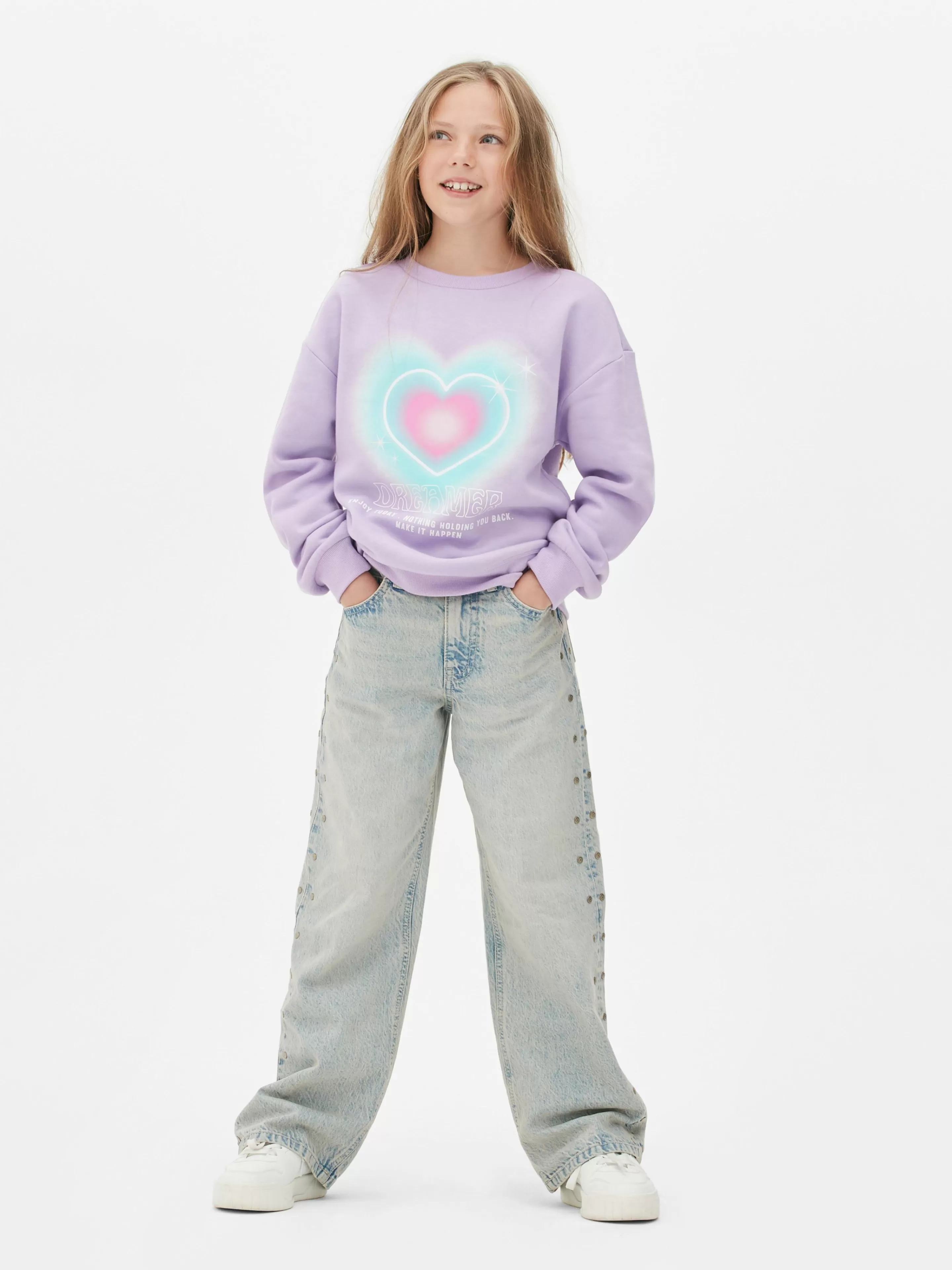 Jean Denim à Effet Vieilli Et Clous-Primark New