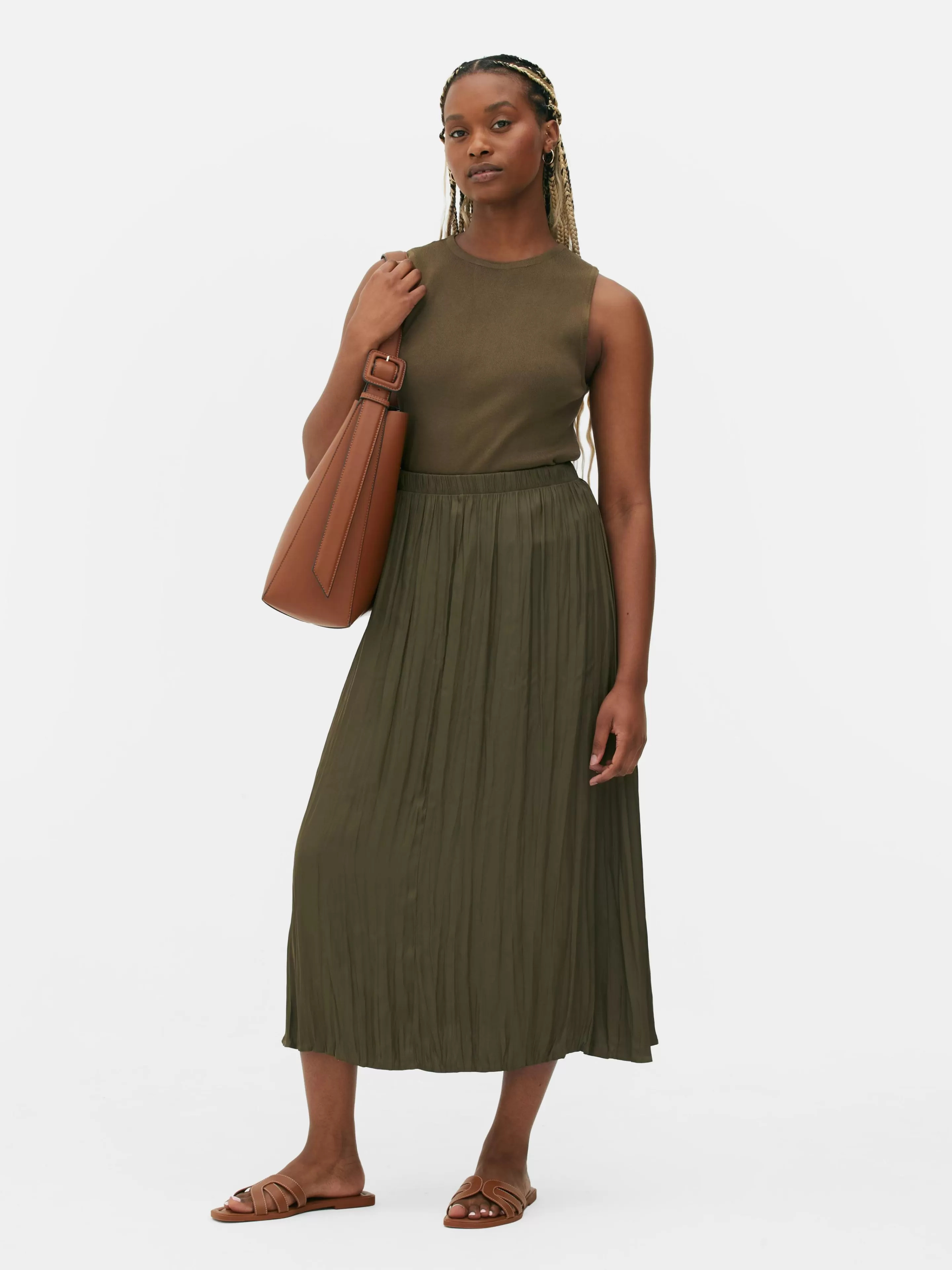 Jupe Mi-longue Plissée En Satin-Primark Best Sale