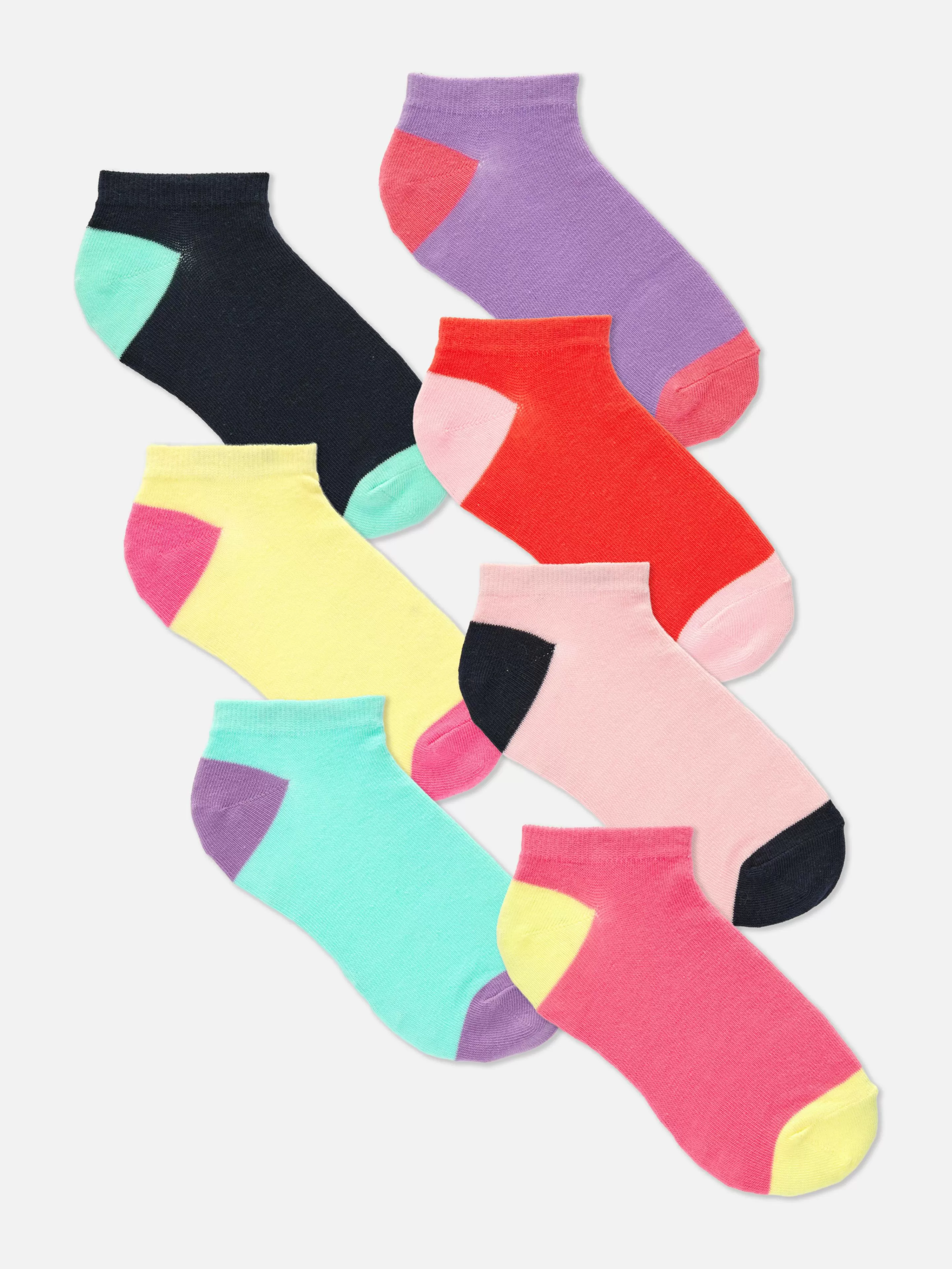 Lot De 7 Paires De Chaussettes Pour Baskets Color Block-Primark New