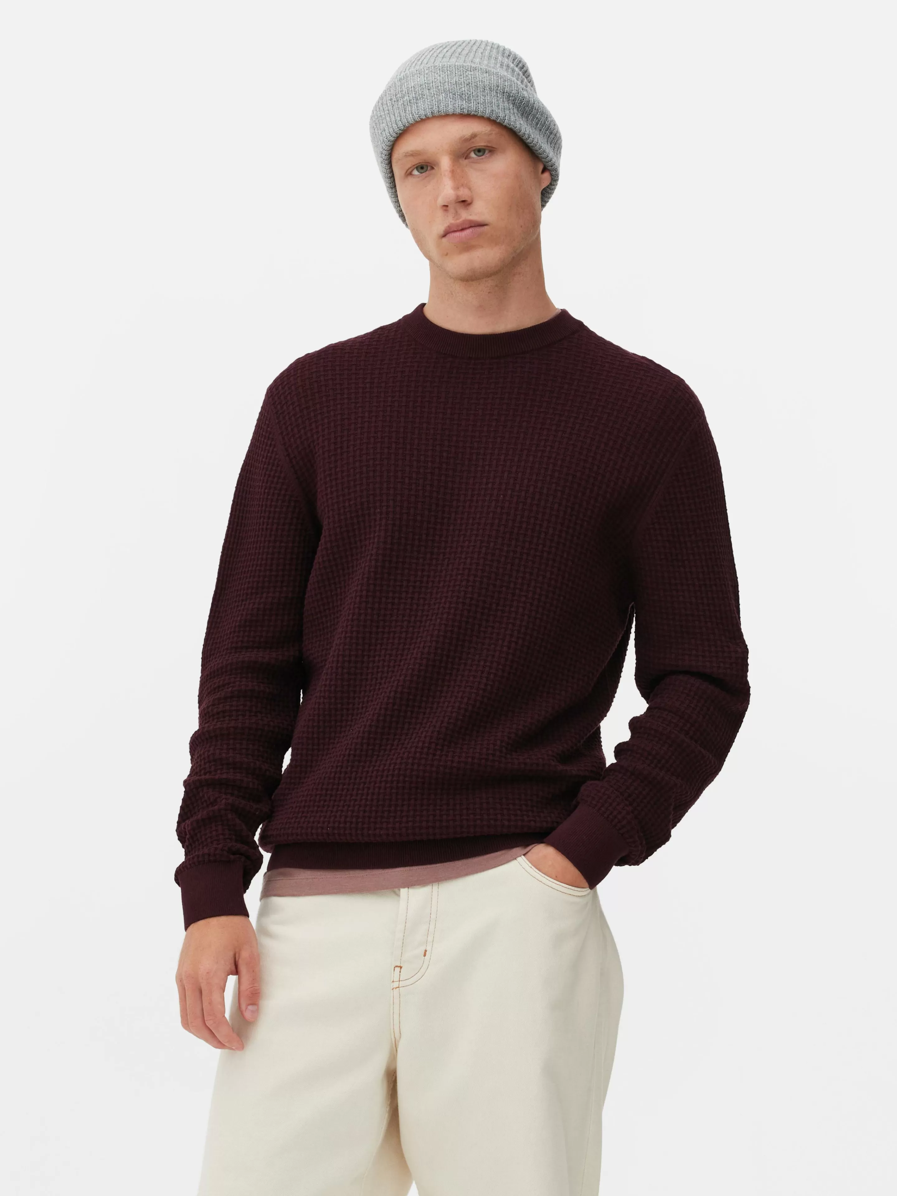 Pull à Col Ras-du-cou En Point De Panier Tressé-Primark Clearance