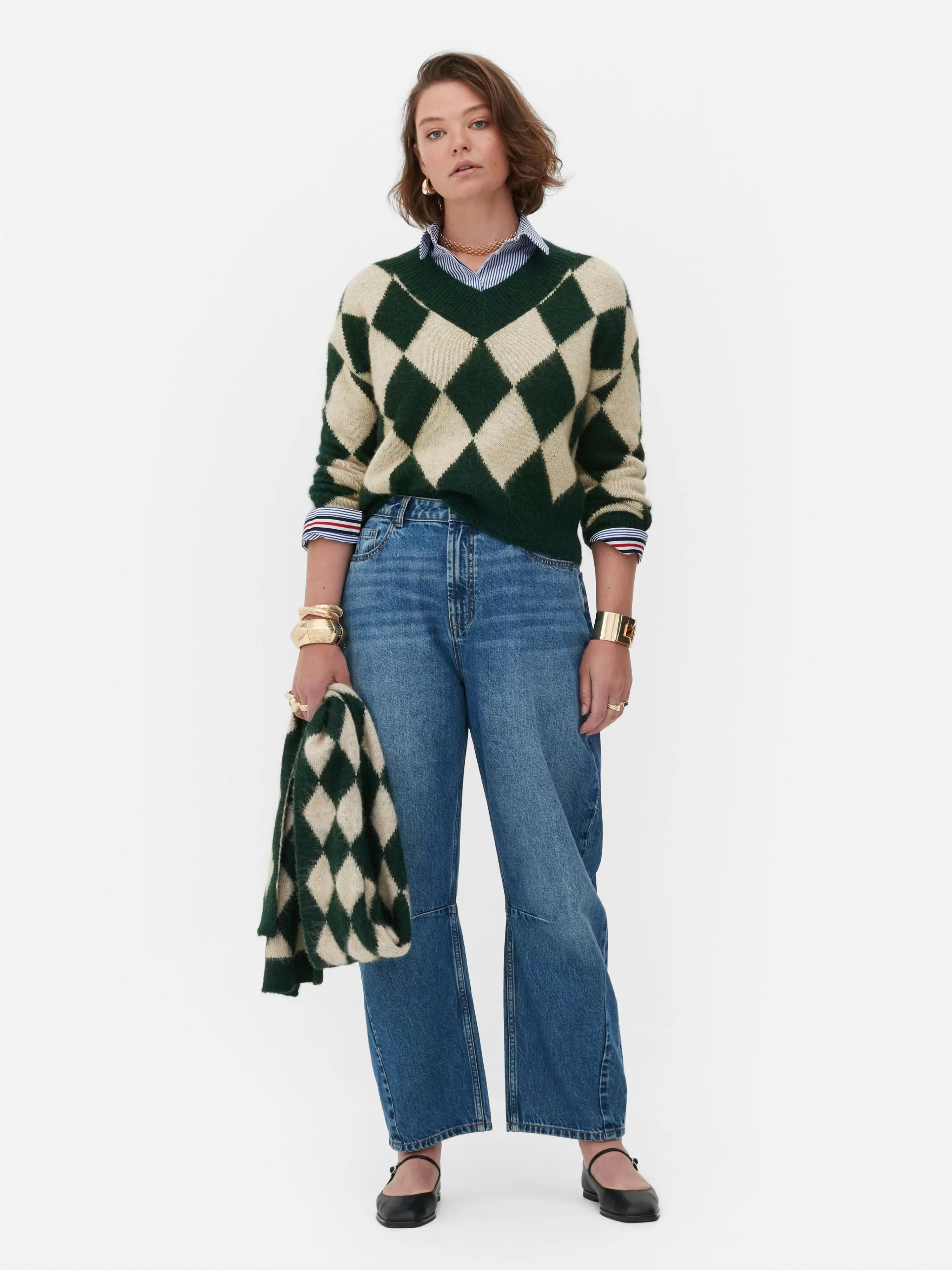 Pull En Maille à Col En V Et Motif Losanges Rita Ora-Primark Cheap