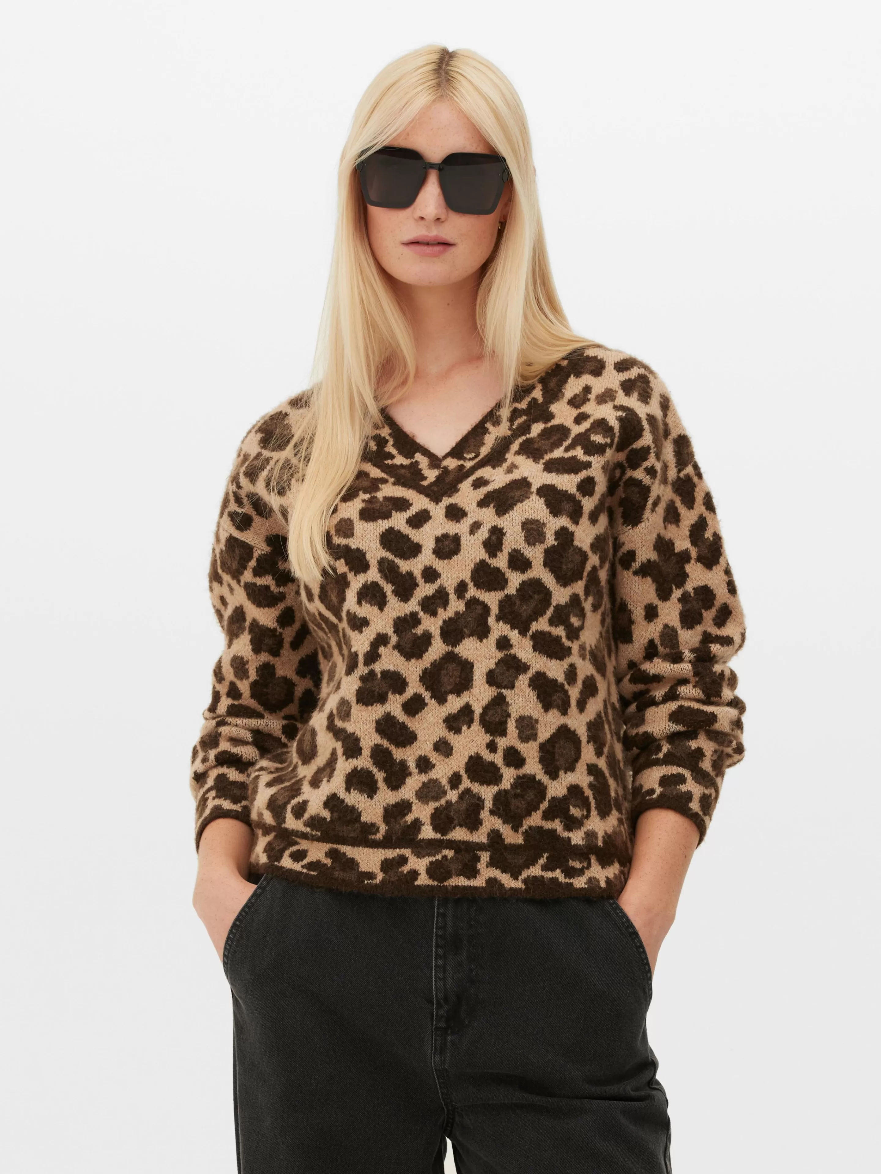 Pull Léopard à Col En V-Primark Clearance