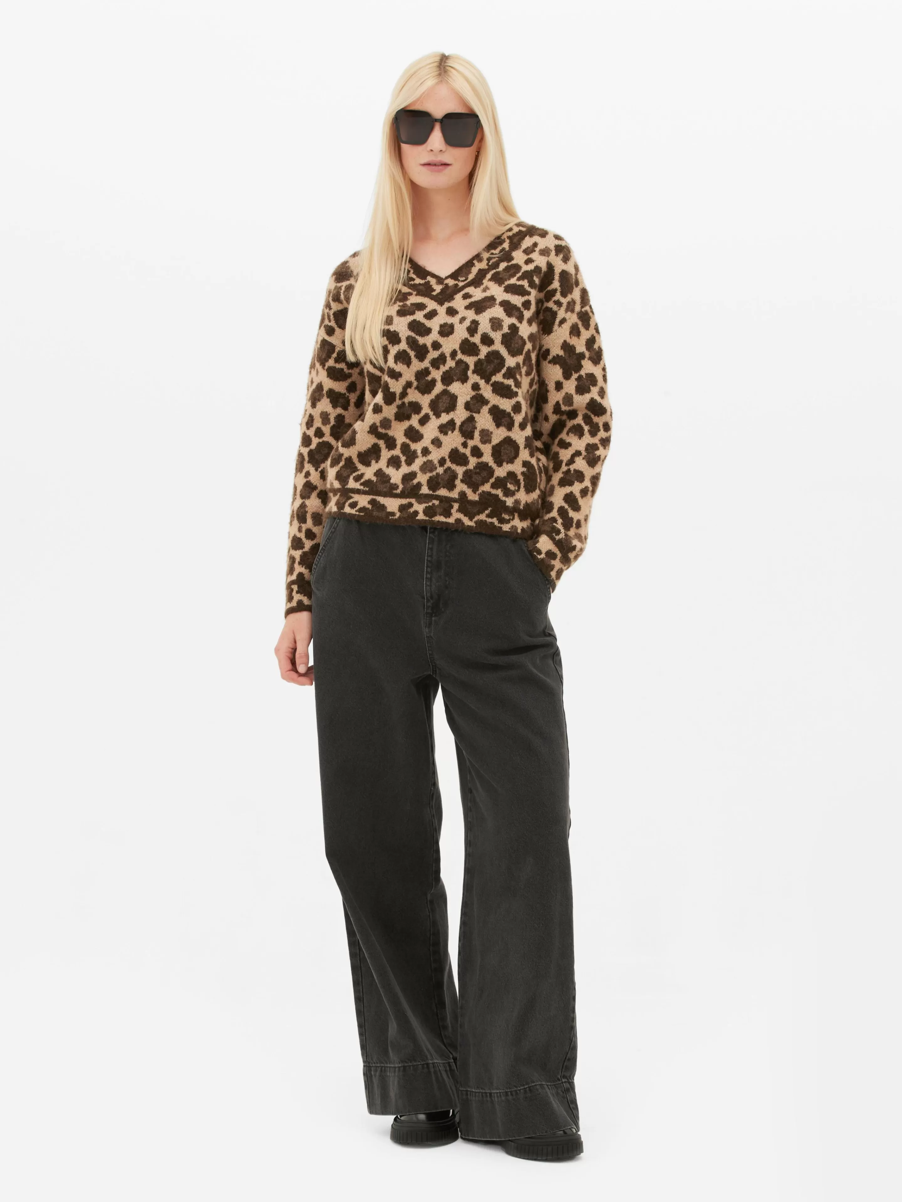 Pull Léopard à Col En V-Primark Clearance