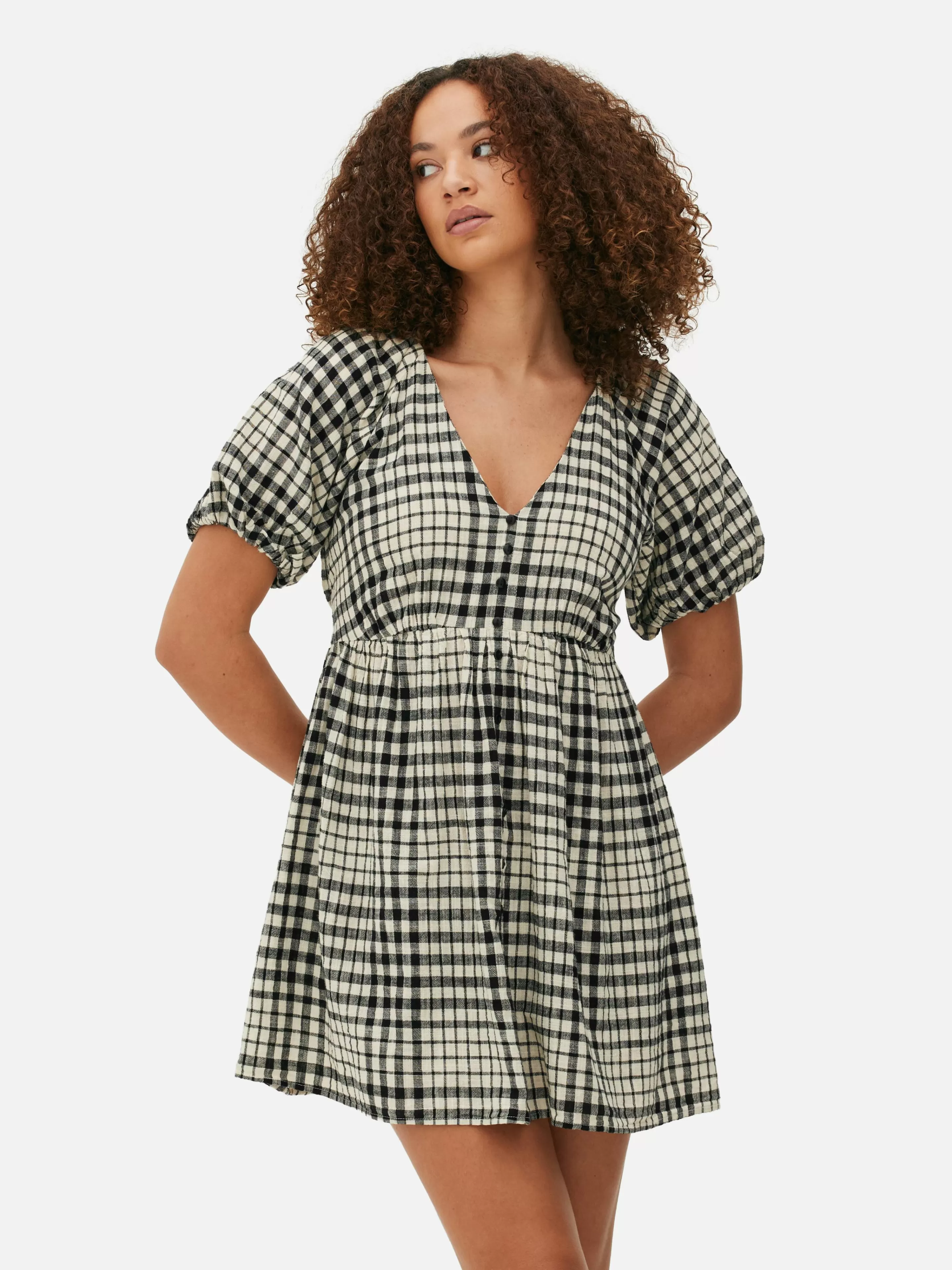 Robe à Smocks, Manches Bouffantes Et Col En V-Primark Flash Sale