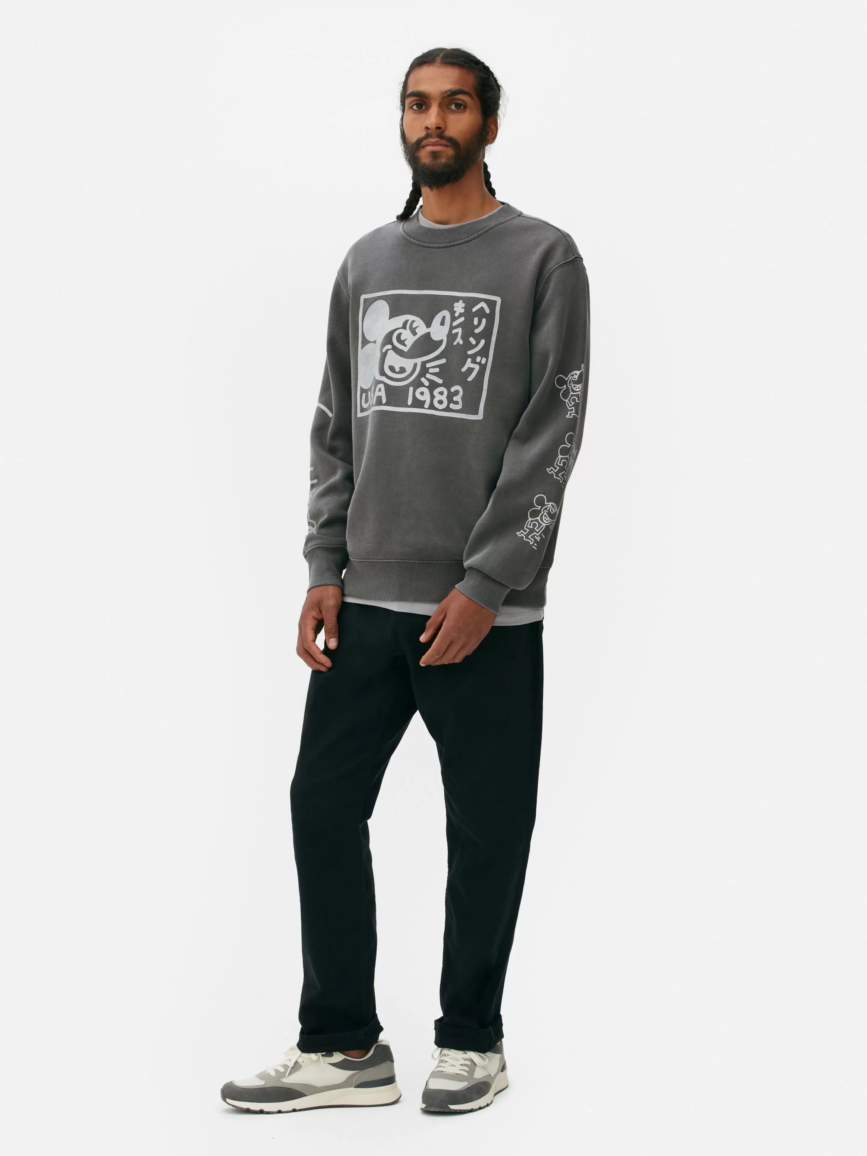 Sweat-shirt Délavé à L'acide Disney Mickey Mouse X Keith Haring-Primark Store